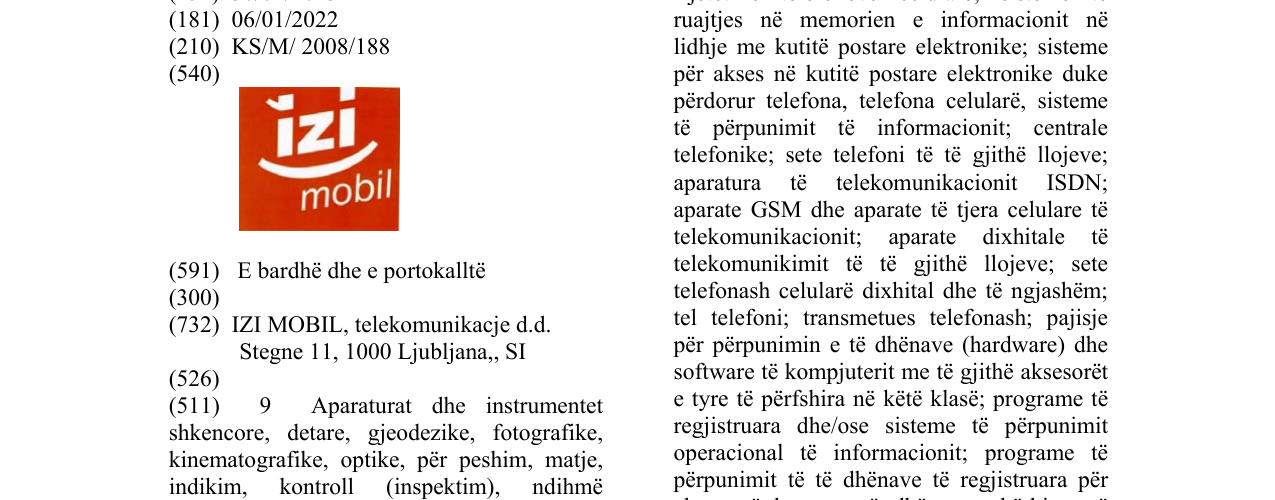 Zëri i markës IZI MOBIL në buletin