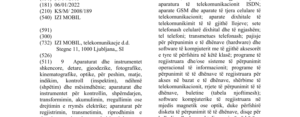 Zëri i markës IZI MOBIL në buletin