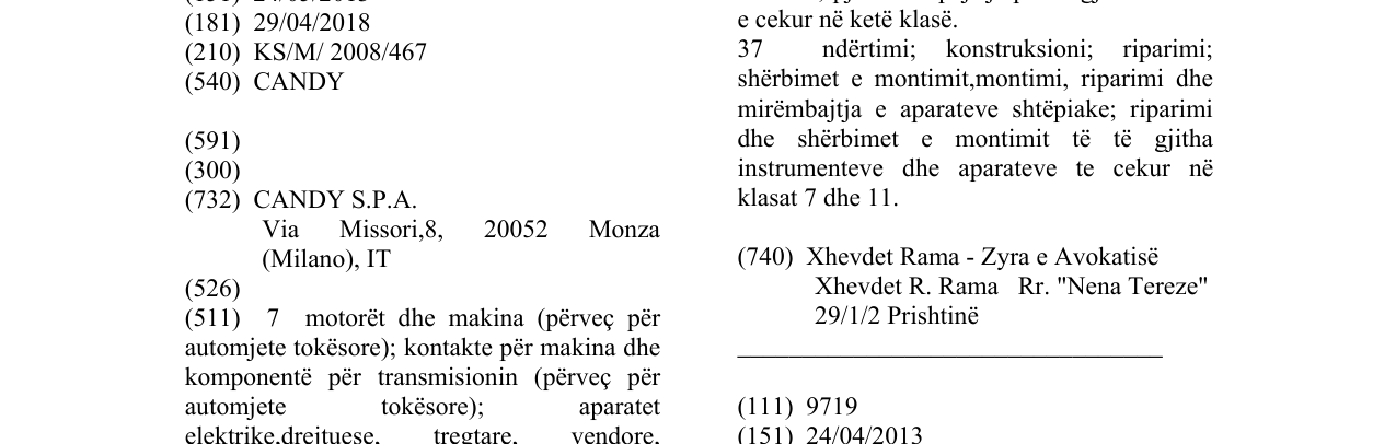 Zëri i markës CANDY në buletin