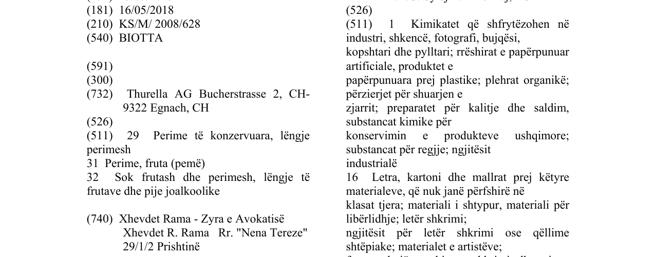 Zëri i markës BIOTTA në buletin