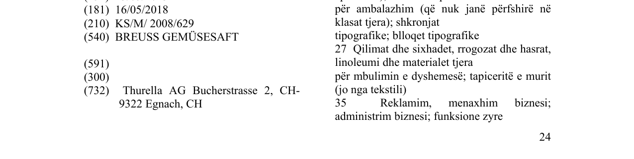 Zëri i markës BREUSS GEMÜSESAFT në buletin