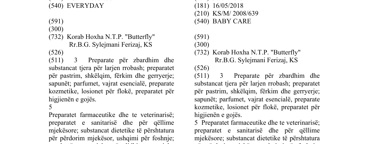 Zëri i markës BABY CARE në buletin