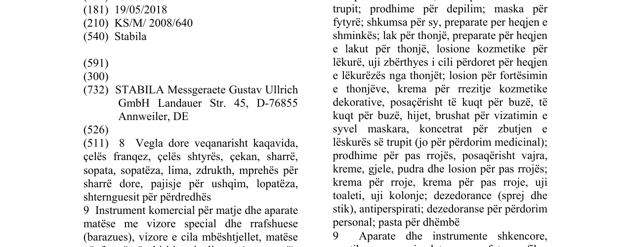 Zëri i markës Stabila në buletin
