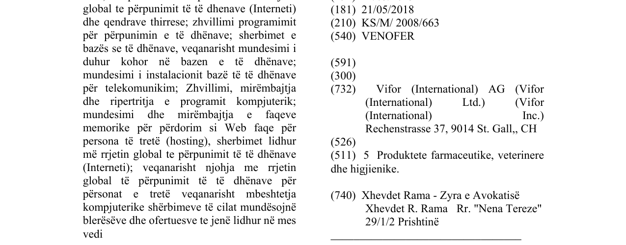Zëri i markës VENOFER në buletin