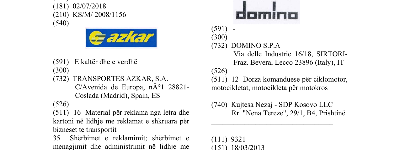 Zëri i markës AZKAR - FIG. në buletin