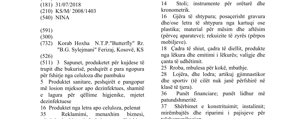 Zëri i markës NINA në buletin