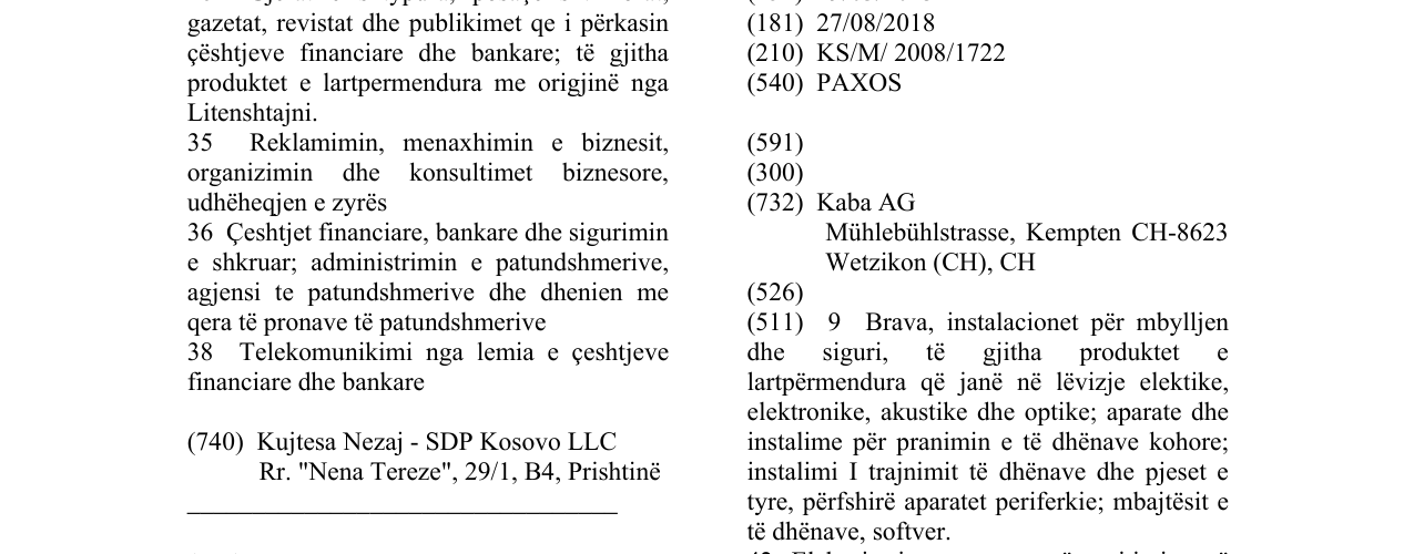 Zëri i markës PAXOS në buletin