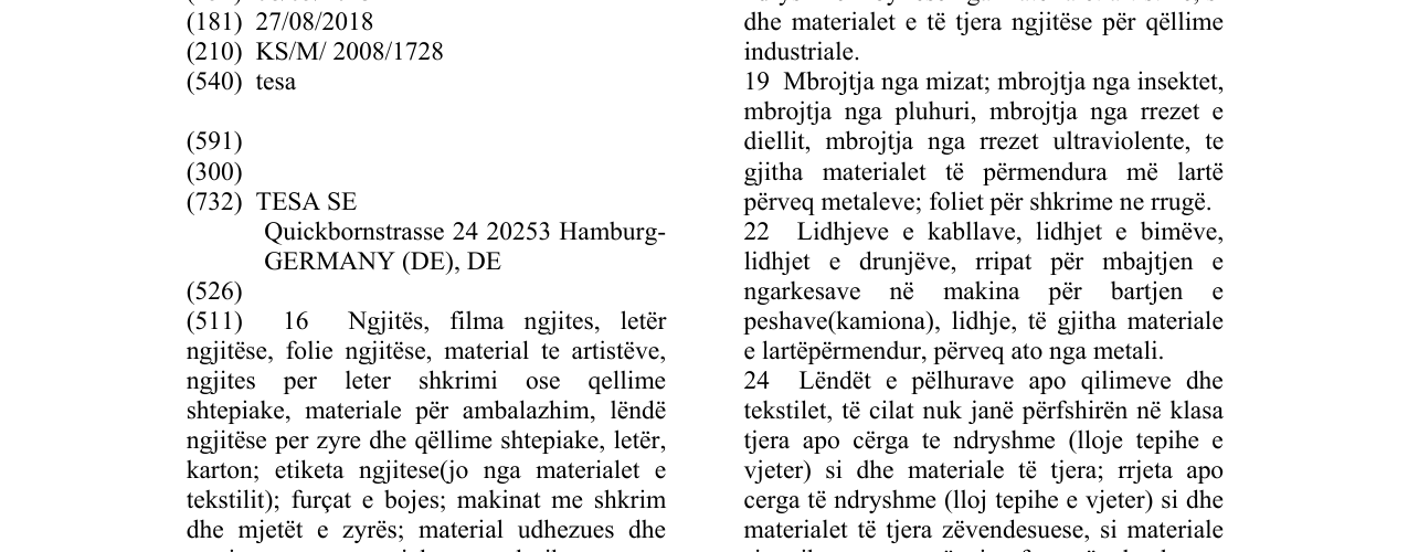 Zëri i markës tesa në buletin