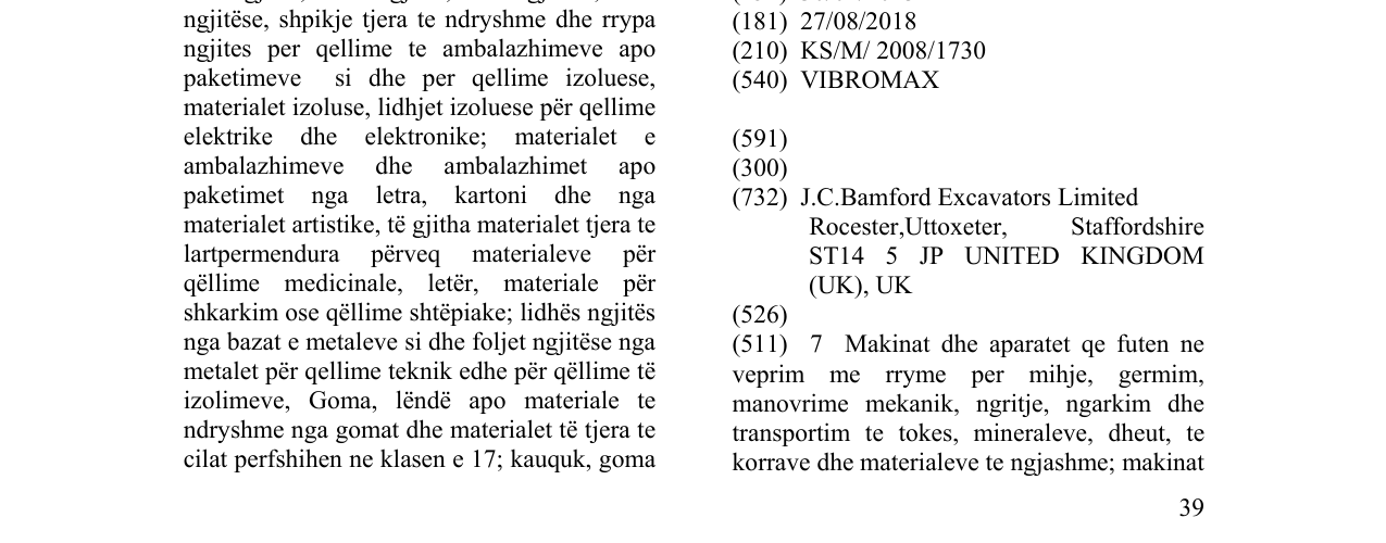Zëri i markës VIBROMAX në buletin