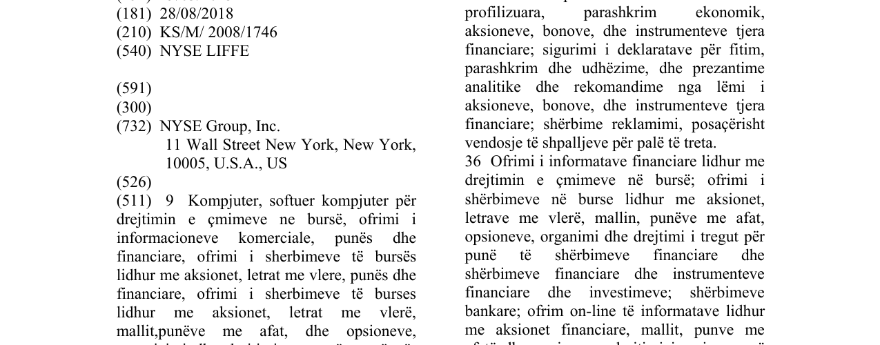 Zëri i markës NYSE LIFFE në buletin