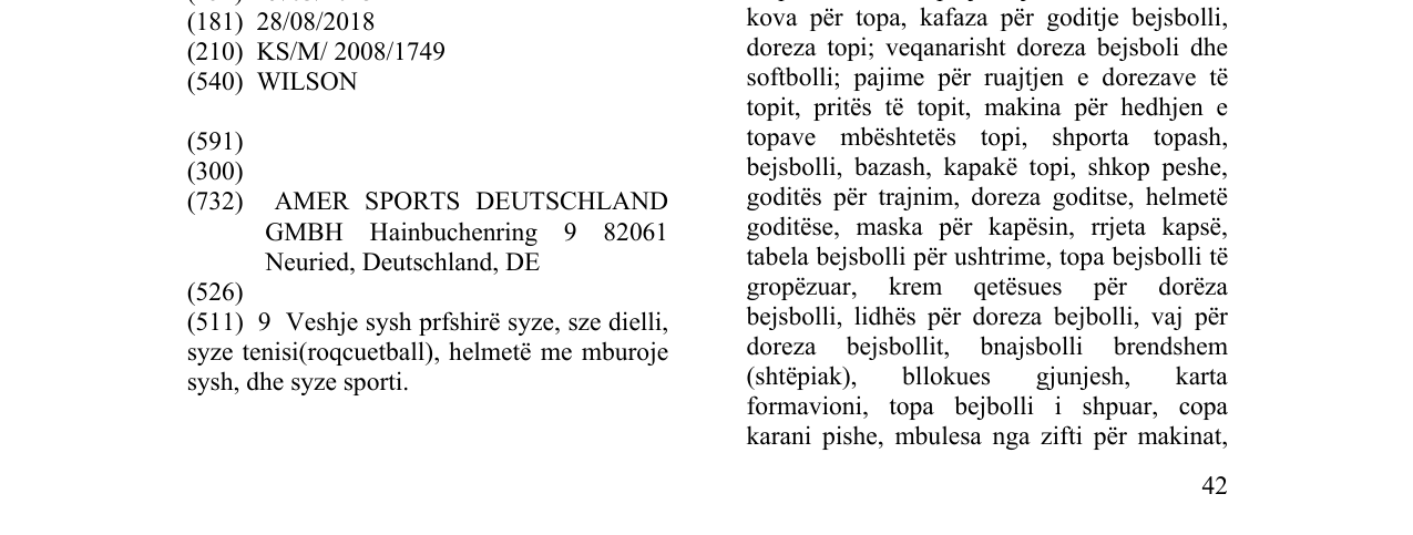 Zëri i markës WILSON në buletin