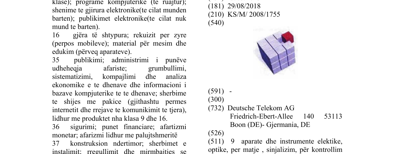 Zëri i markës DIGITS-WURFEL(3D - FABIG) në buletin