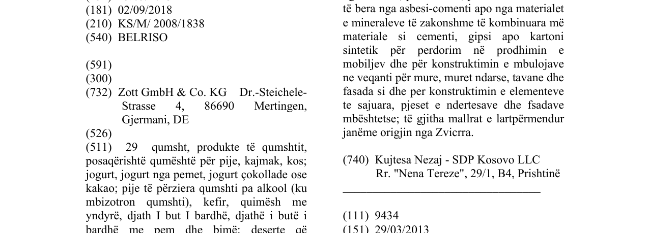 Zëri i markës BELRISO në buletin