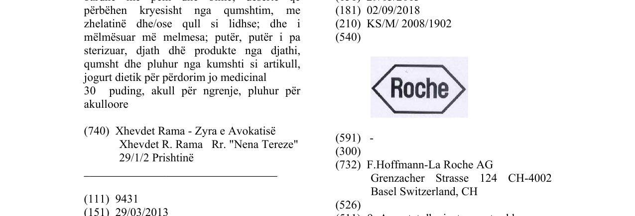 Zëri i markës ROCHE në buletin