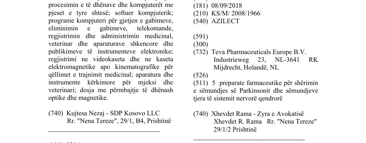 Zëri i markës AZILECT në buletin