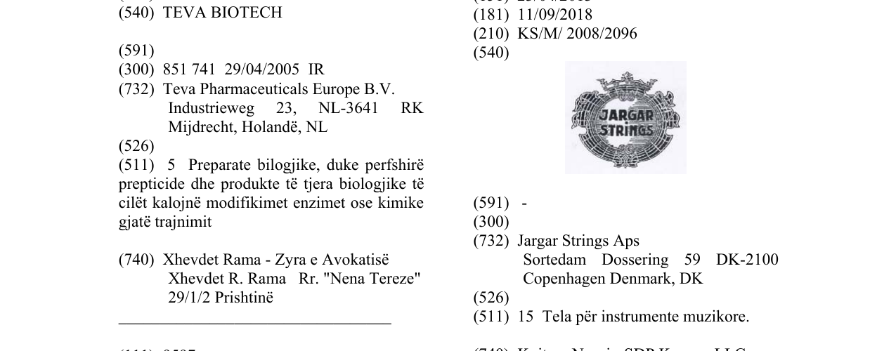 Zëri i markës JARGAR STRINGS & DEVICE në buletin