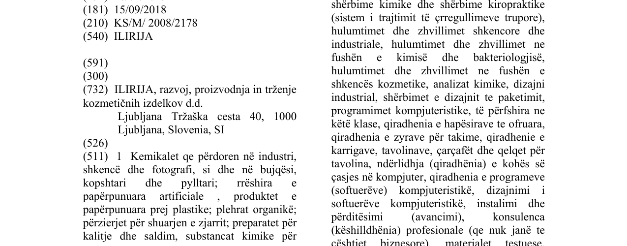 Zëri i markës ILIRIJA në buletin