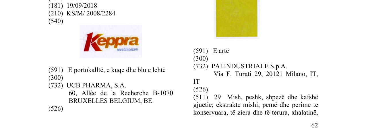 Zëri i markës Kepra levetiracetam në buletin