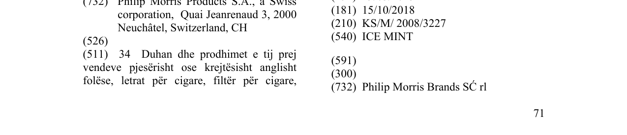 Zëri i markës ICE MINT në buletin