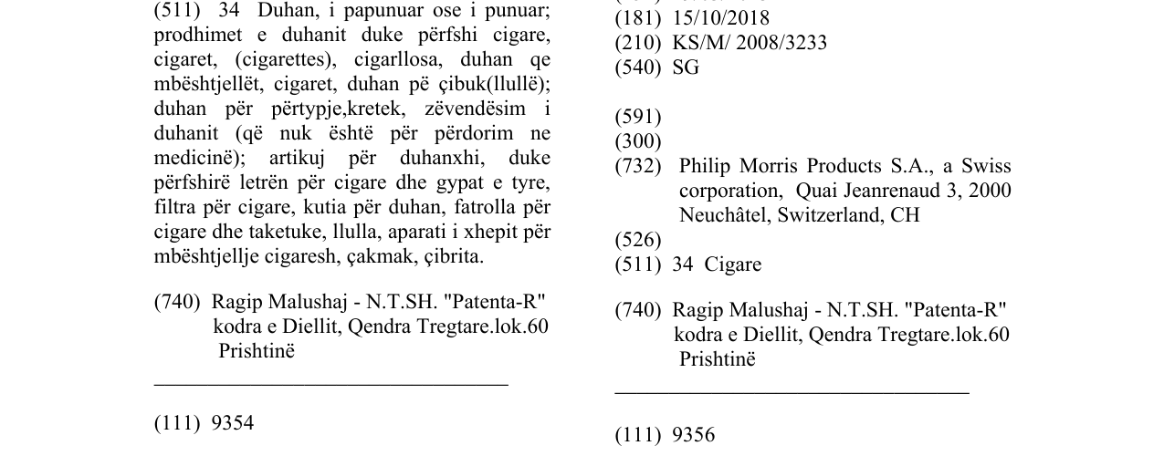 Zëri i markës SG në buletin