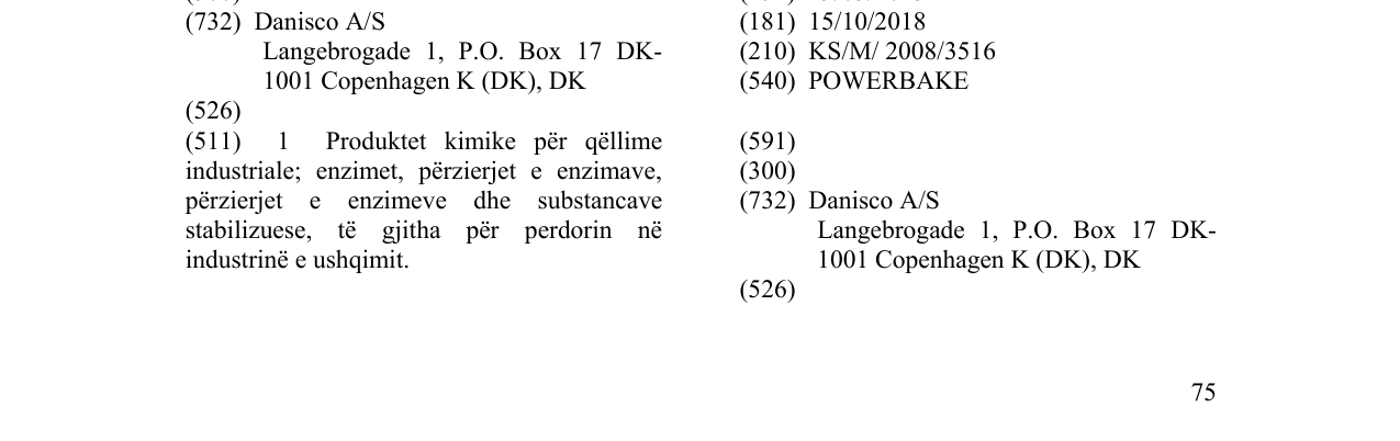 Zëri i markës POWERBAKE në buletin
