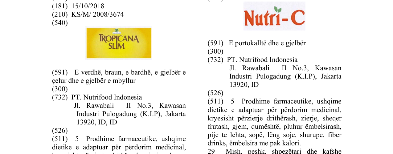 Zëri i markës TROPICANA SLIM në buletin