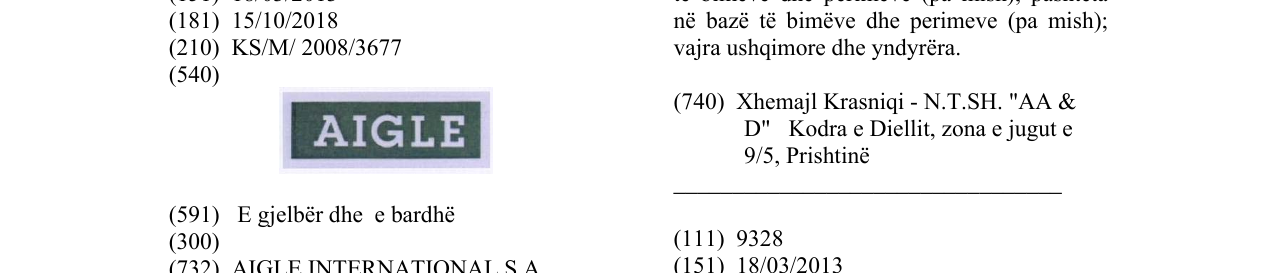 Zëri i markës AIGLE në buletin