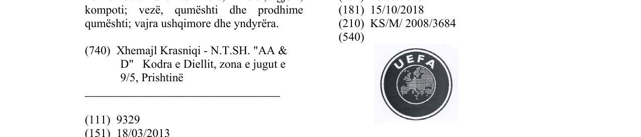 Zëri i markës UEFA në buletin