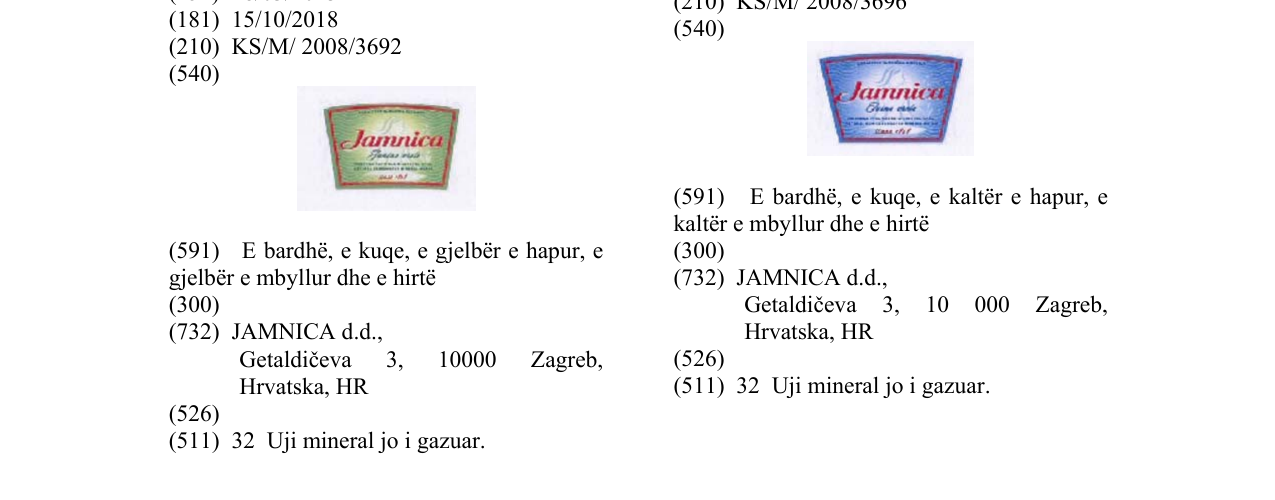 Zëri i markës Jamnica në buletin