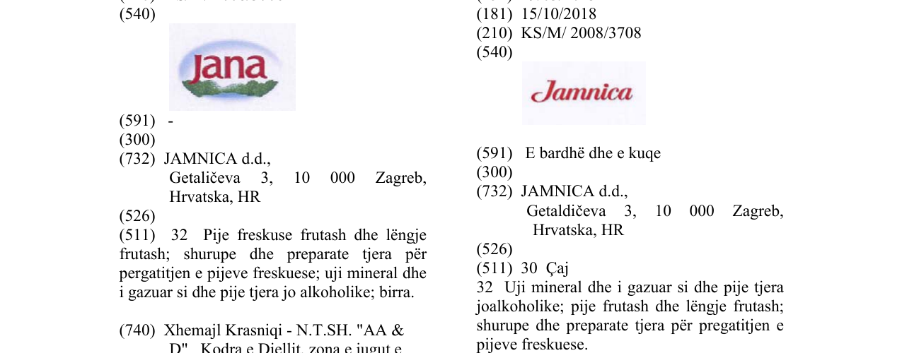 Zëri i markës Jamnica në buletin