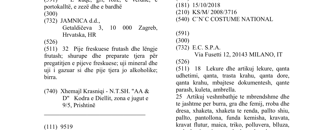 Zëri i markës C`N`C COSTUME NATIONAL në buletin
