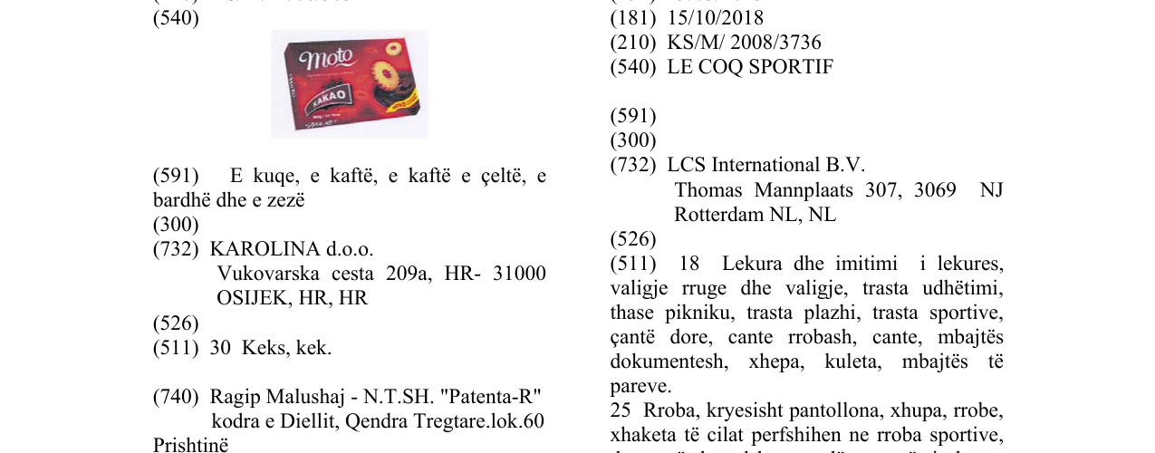 Zëri i markës LE COQ SPORTIF në buletin