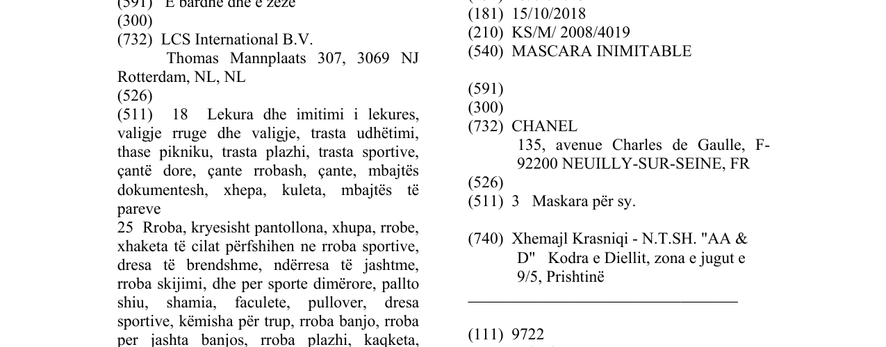 Zëri i markës MASCARA INIMITABLE në buletin