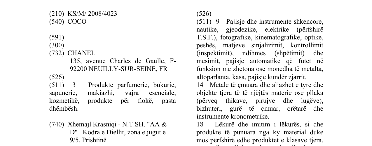 Zëri i markës COCO në buletin