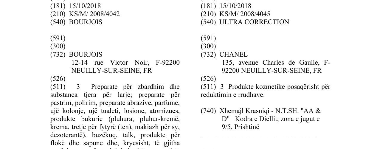 Zëri i markës BOURJOIS në buletin