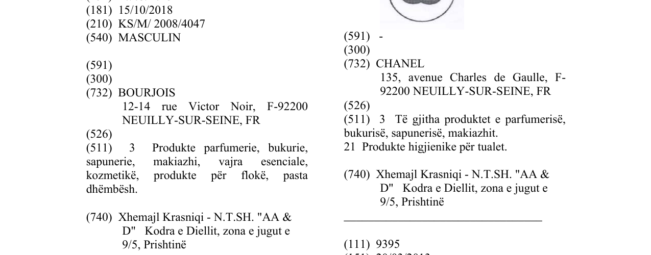 Zëri i markës MASCULIN në buletin