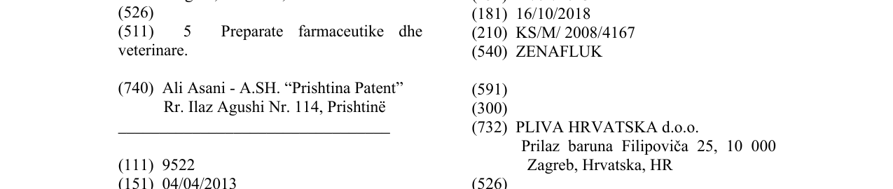 Zëri i markës ZENAFLUK në buletin