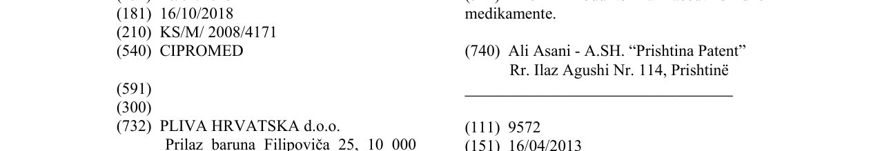 Zëri i markës CIPROMED në buletin