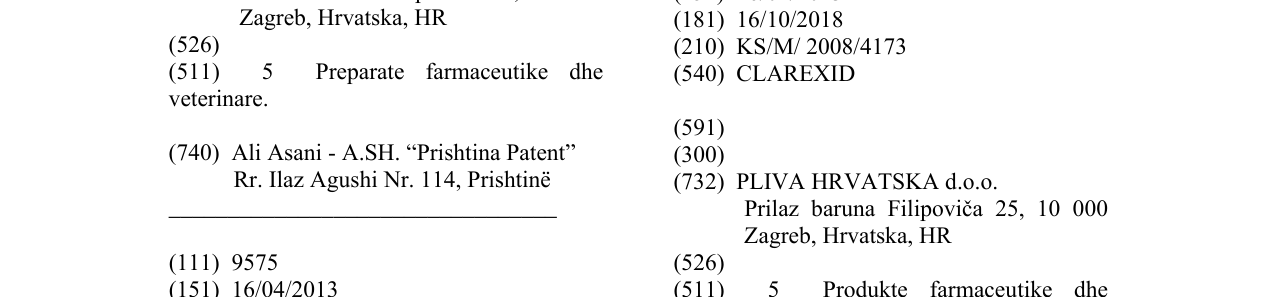 Zëri i markës CLAREXID në buletin