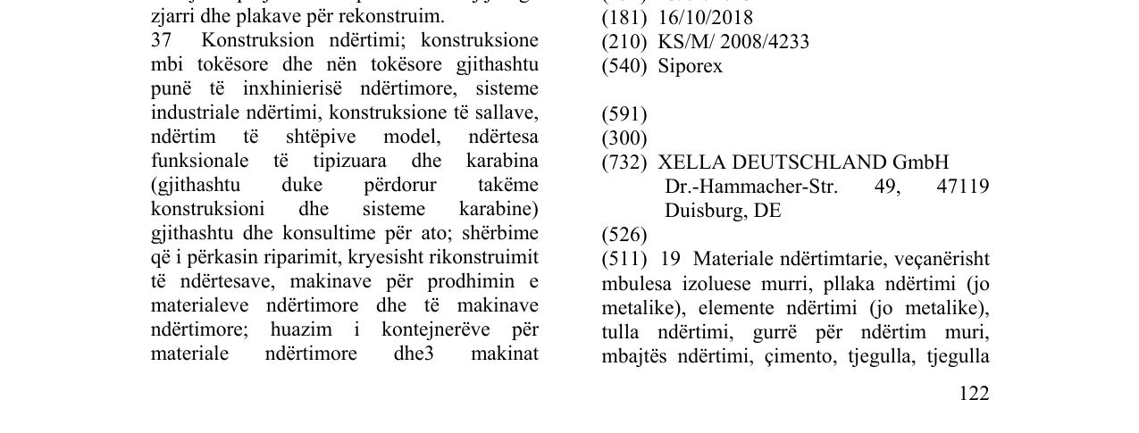 Zëri i markës Siporex në buletin