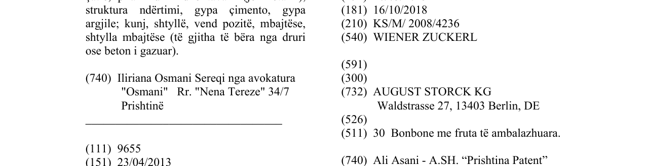 Zëri i markës WIENER ZUCKERL në buletin