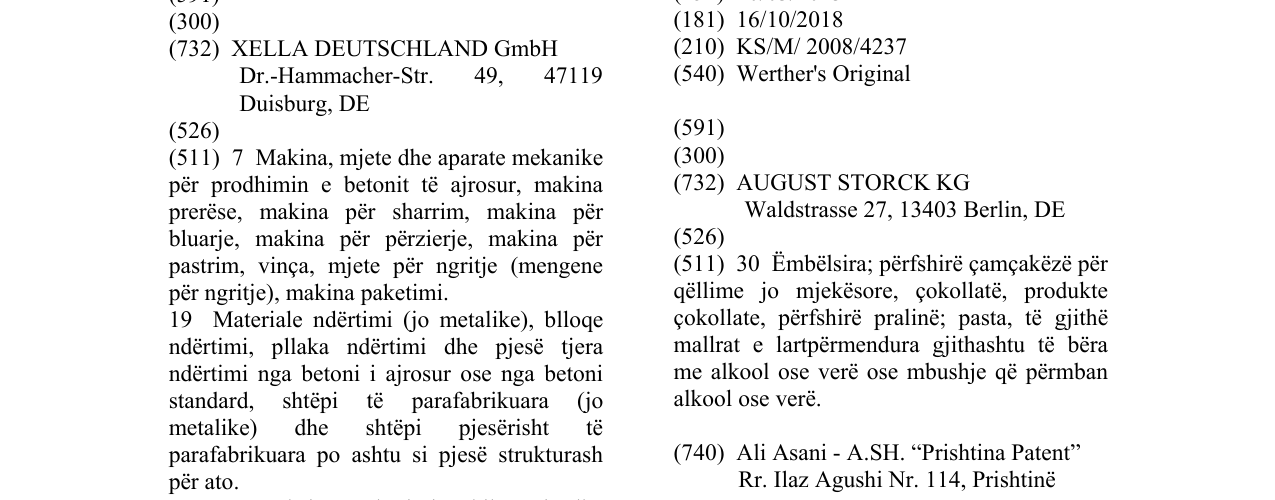 Zëri i markës Werther's Original në buletin