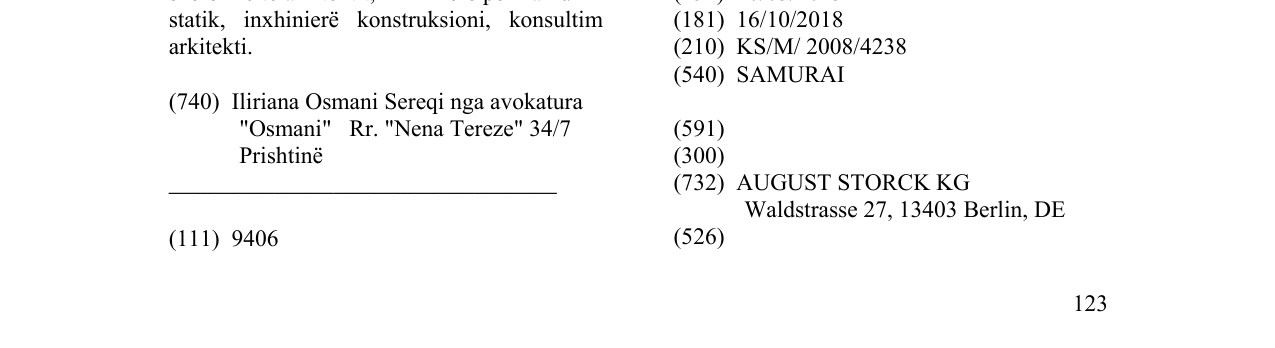 Zëri i markës SAMURAI në buletin
