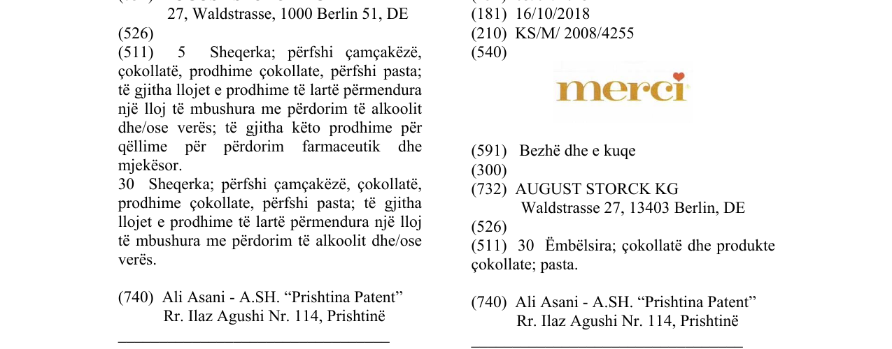Zëri i markës merci në buletin