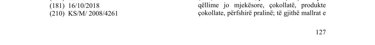 Zëri i markës Wether's në buletin