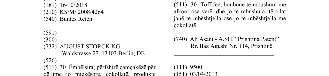 Zëri i markës Buntes Reich në buletin