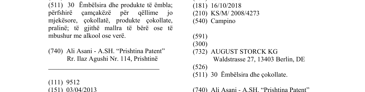 Zëri i markës Campino në buletin