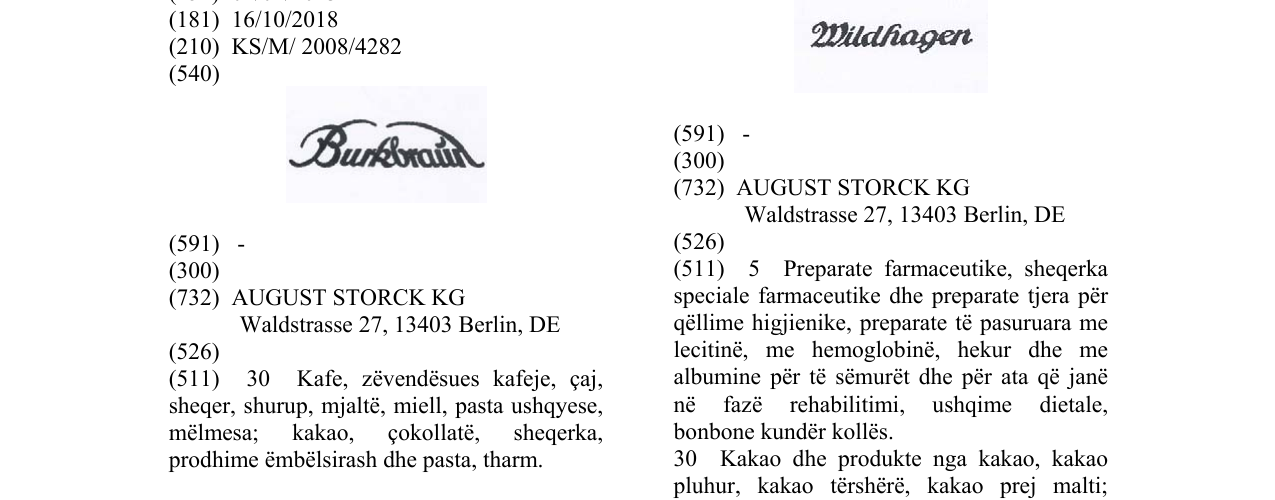 Zëri i markës BURKBRAUN në buletin