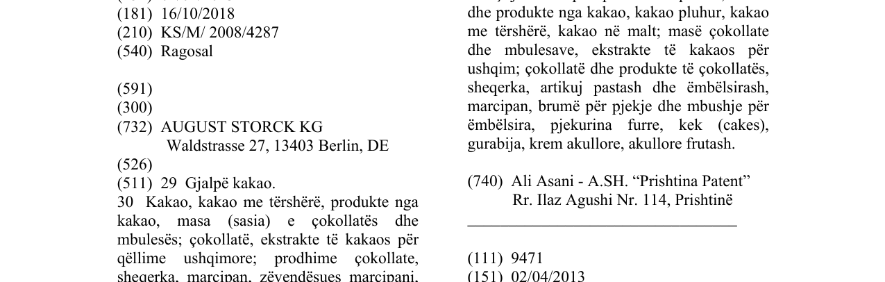 Zëri i markës Ragosal në buletin