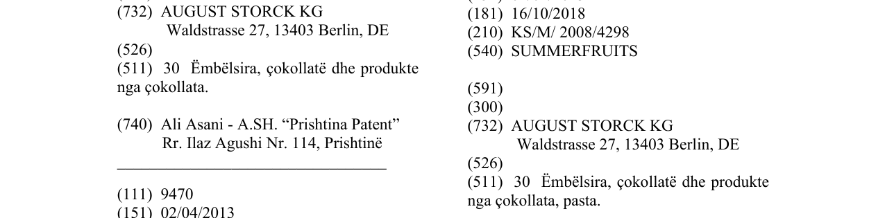 Zëri i markës SUMMERFRUITS në buletin